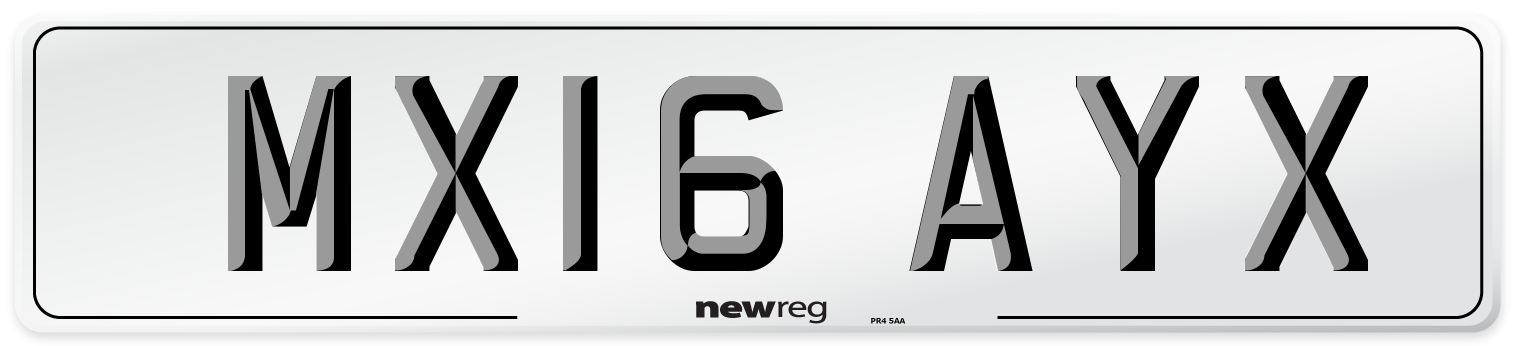 MX16 AYX Number Plate from New Reg